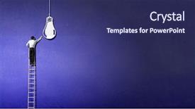  Presentation with light bulb - Slide deck enhanced with ladder and reaching light bulb background and a navy blue colored foreground