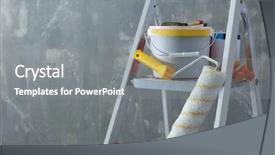  Presentation with repair - PPT theme with ladder and set of tools background and a gray colored foreground