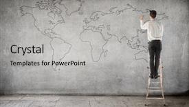  Presentation with old nautical vintage world map - Amazing presentation having ladder drawing a world map backdrop and a light gray colored foreground