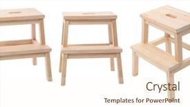  Presentation with rustic wood wooden frame - Presentation enhanced with ladder four steps - wooden stool background and a cream colored foreground