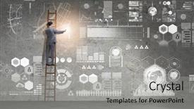  Presentation with data management - Presentation theme with ladder in data management background and a light gray colored foreground