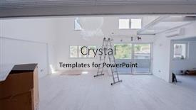  Presentation with restoration - Beautiful PPT theme featuring ladder-in-interior-of-apartment backdrop and a light gray colored foreground