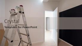  Presentation with apartment - Slide deck having ladder-in-interior-of-apartment background and a light gray colored foreground