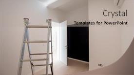  Presentation with restoration - Audience pleasing slide set consisting of ladder-in-interior-of-apartment backdrop and a light gray colored foreground