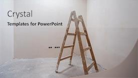  Presentation with restoration - PPT theme with ladder-in-interior-of-apartment background and a light gray colored foreground
