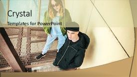  Presentation with youth - PPT theme with ladder in the backyard youth background and a soft green colored foreground