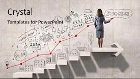  Presentation with strategy plan - Audience pleasing slide set consisting of ladder leading to success backdrop and a light gray colored foreground
