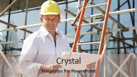  Presentation with new home - Theme featuring ladder man - architect studying plans outside new background and a coral colored foreground