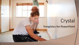  Presentation with new home - Slide set featuring ladder men women - couple decorating room in new background and a soft green colored foreground