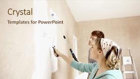  Presentation with painting walls paint roller - Slides featuring ladder men women - couple painting wall together background and a lemonade colored foreground