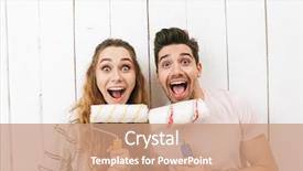  Presentation with women making - Presentation enhanced with ladder men women - image of funny couple man background and a coral colored foreground