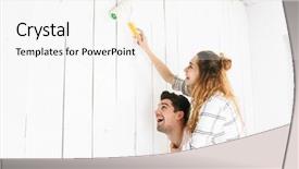  Presentation with women making - Theme consisting of ladder men women - image of happy couple man background and a white colored foreground