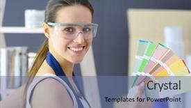  Presentation with holding hands old young - Cool new slide deck with ladder men women - young woman holding a color backdrop and a ocean colored foreground