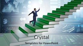  Presentation with climbing - Presentation theme having ladder of education book background and a light blue colored foreground