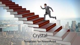  Presentation with climbing - Presentation design featuring ladder of education book background and a  colored foreground