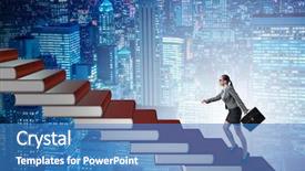  Presentation with leader - Presentation design featuring ladder of education books background and a teal colored foreground