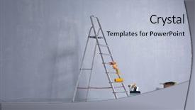  Presentation with repair - PPT layouts having ladder paint and tools background and a light blue colored foreground