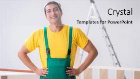  Presentation with construction site construction - Colorful PPT layouts enhanced with ladder safety - construction worker working on contractor backdrop and a light gray colored foreground