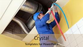  Presentation with plumber - Cool new slide set with special wheelchair to move backdrop and a light gray colored foreground