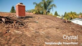  Presentation with shingles roof - PPT theme consisting of ladder safety - roof of a house being background and a coral colored foreground