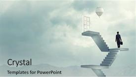  Presentation with walking - PPT layouts consisting of ladder success - businessman walking up staircase background and a light gray colored foreground