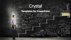  Presentation with promotion - Beautiful PPT theme featuring ladder success - image of businesswoman with suitcase backdrop and a dark gray colored foreground