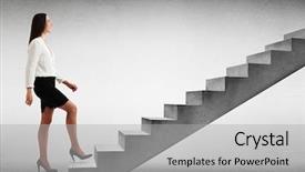  Presentation with formal - PPT theme consisting of ladder success - smiley businesswoman in formal wear background and a light gray colored foreground