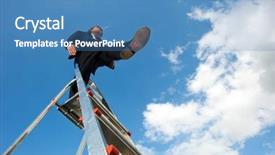  Presentation with blue business - Beautiful PPT theme featuring ladder taking a blind leap backdrop and a teal colored foreground