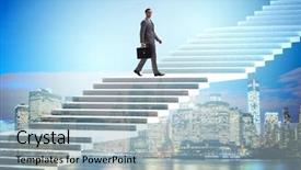  Presentation with career - Audience pleasing PPT theme consisting of ladders - businessman climbing career ladder backdrop and a light blue colored foreground