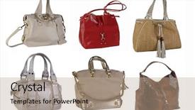  Presentation with bag - PPT theme consisting of ladies bags - color bag collection background and a coral colored foreground