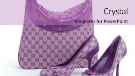  Presentation with crystal pink quartzs - Amazing PPT theme having ladies bags - pink ornament bag and shoes backdrop and a coral colored foreground