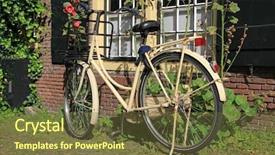  Presentation with dutch - Audience pleasing theme consisting of ladies city bike parked in a charming dutch courtyard backdrop and a tawny brown colored foreground