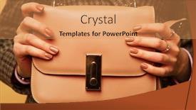  Presentation with hands holding - Theme with ladies-handbag-close-up-female background and a coral colored foreground