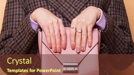  Presentation with hands holding - PPT theme with ladies-handbag-close-up-female background and a tawny brown colored foreground