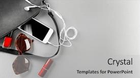  Presentation with ladies power - Beautiful presentation design featuring ladies handbag on gray background backdrop and a light gray colored foreground