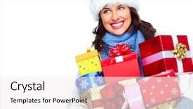  Presentation with girl christmas - PPT theme featuring ladies hats - beautiful santa helper christmas girl background and a  colored foreground