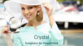  Presentation with hat - PPT theme consisting of ladies hats - beautiful young woman in hat background and a  colored foreground