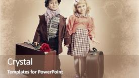  Presentation with old style - Cool new slide deck with ladies hats - cute little boy and girl backdrop and a violet colored foreground