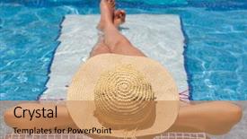  Presentation with water woman swimming underwater - Amazing PPT theme having ladies hats - woman in hat relaxing backdrop and a coral colored foreground