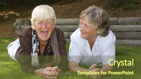  Presentation with best - Audience pleasing presentation theme consisting of ladies laughing together best friends backdrop and a  colored foreground