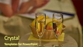  Presentation with sparkling wine - Audience pleasing PPT theme consisting of ladies night invitation - two glasses of sparkling wine backdrop and a tawny brown colored foreground