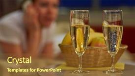  Presentation with sparkling wine - Beautiful slides featuring ladies night invitation - two glasses of sparkling wine backdrop and a tawny brown colored foreground