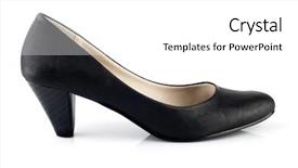  Presentation with leather shoes - Audience pleasing PPT layouts consisting of ladies shoes - black leather high heels pumps backdrop and a white colored foreground