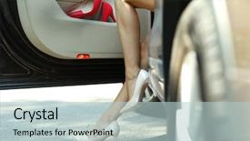 Presentation with woman car driver map - PPT theme consisting of ladies shoes - woman with sexy legs background and a lemonade colored foreground