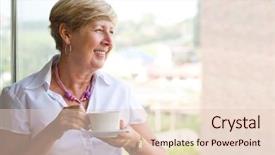  Presentation with tea coffee - Audience pleasing slide deck consisting of ladies tea - happy smiling woman drinking coffee backdrop and a lemonade colored foreground