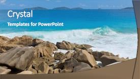  Presentation with waves - Colorful PPT layouts enhanced with ladigue stones breaking big waves backdrop and a teal colored foreground