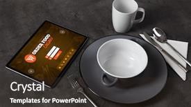  Presentation with online food order - Amazing theme having ladin - tablet with online order concept backdrop and a  colored foreground