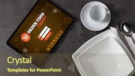  Presentation with order - Slide set featuring ladin - tablet with online order concept background and a  colored foreground