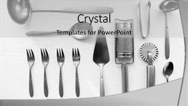  Presentation with cutlery - Cool new PPT theme with ladle - cutlery set top view backdrop and a light gray colored foreground