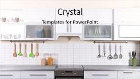  Presentation with utensils - Colorful slide deck enhanced with ladle - set of utensils on kitchen backdrop and a cream colored foreground